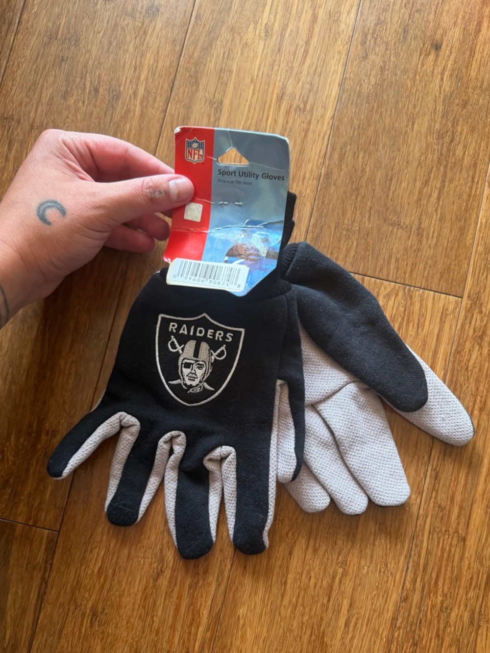 NFL Raiders Black and Gray Utility Gloves with Team Shield